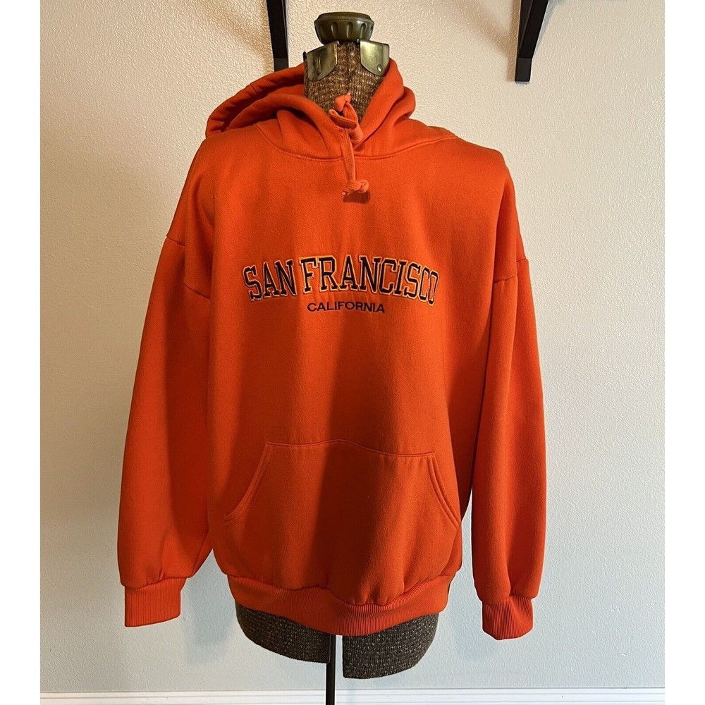 Embroidered Hill Heavyweight San Francisco Made in USA Orange Hoodie L/XL